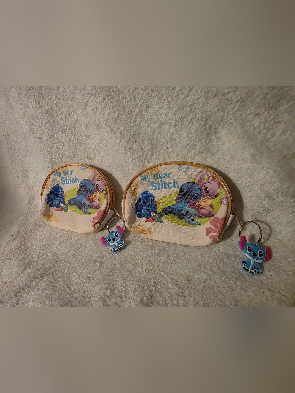 My Dear Stitch Kids Beige Cosmetic Pouch Set You Get Both - NWOT